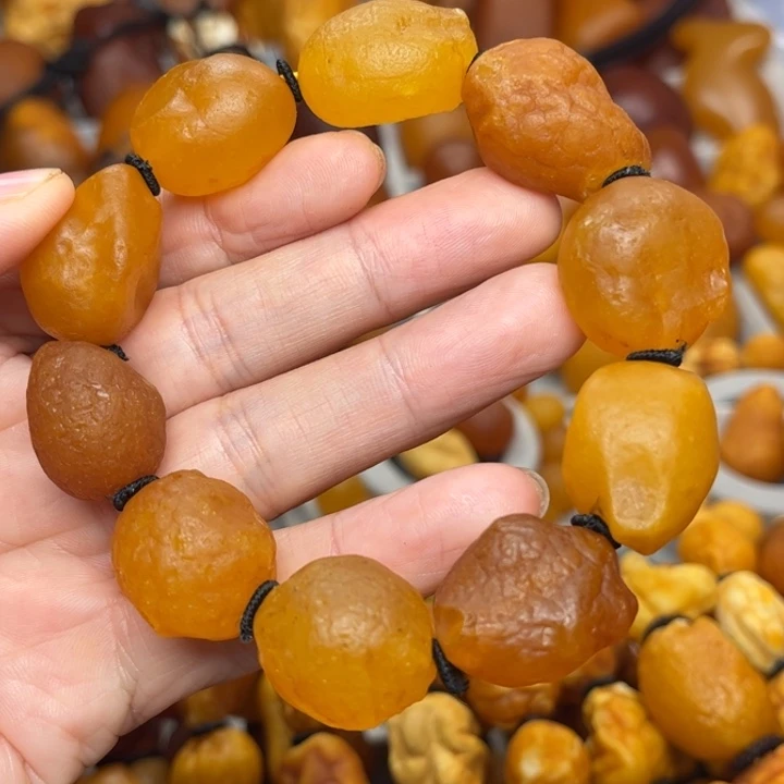 马****琥珀未镶嵌裸石天然蜜蜡原石海漂手串