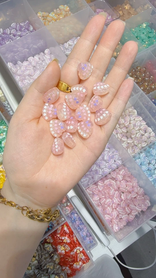 韩国家定制双面双色细闪彩绘蛋糕爱心通孔diy配件