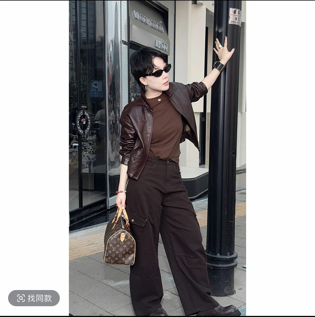 《上瘾工装裤》秋冬季1502女裤高腰直筒宽松百搭长裤休闲