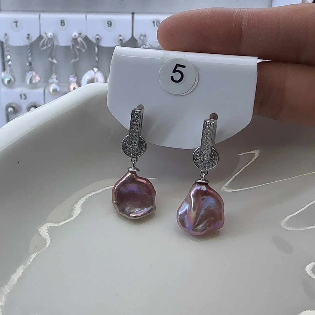 银S925镶嵌耳饰淡水珍珠