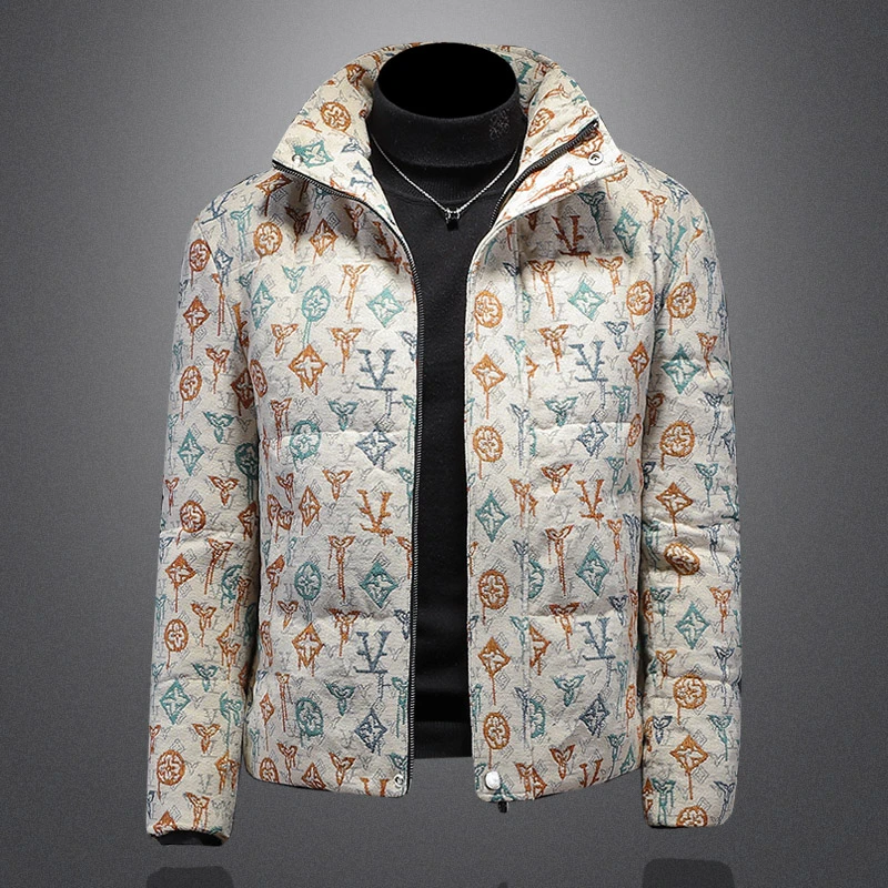 Mandsibil曼德西比利2025冬季新款印花羽绒服男士加厚潮流白鸭绒