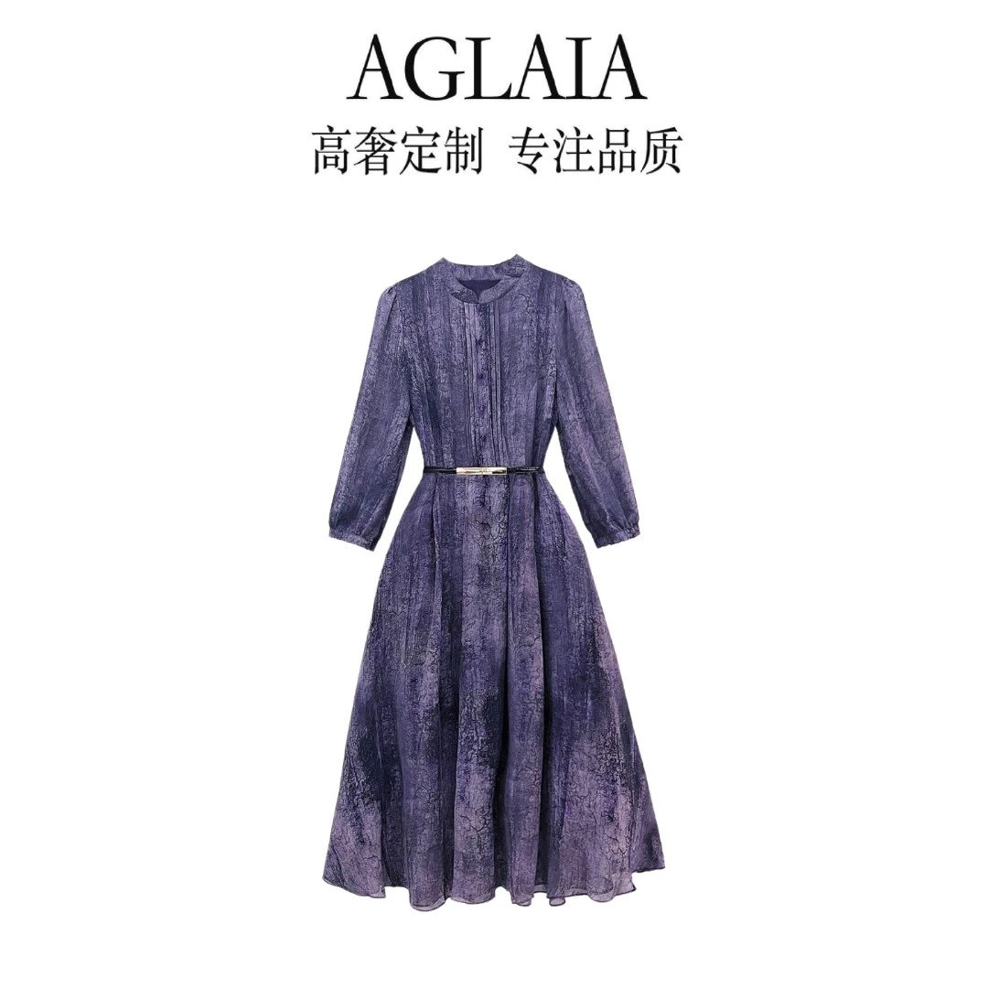 8112~Aglaia法式高奢2025夏季新款设计师时尚气质优雅长袖连衣裙
