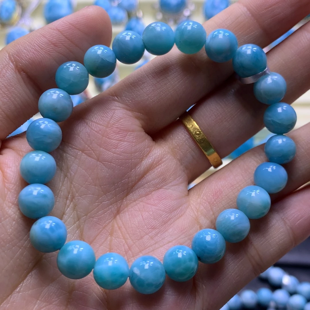 针钠钙石（海纹石）未镶嵌手串8+手串色差略异