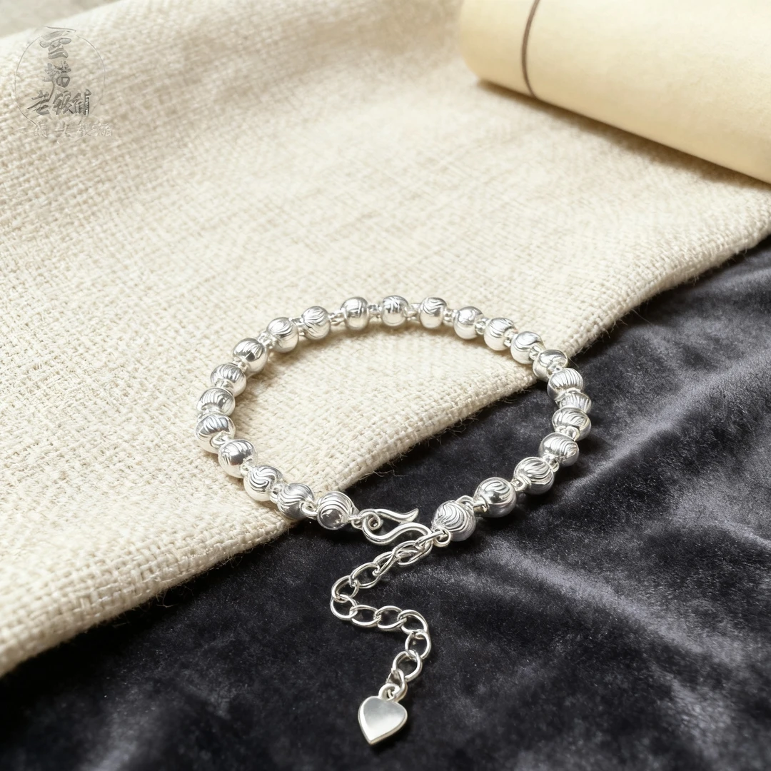 足银手链 【拉丝猫眼珠手链】足银999气质时尚百搭简约经典轻奢叠戴