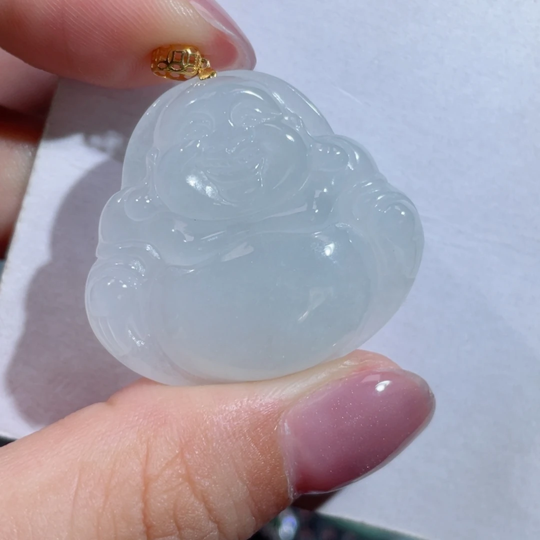 翡翠18K金镶嵌颈饰佛公