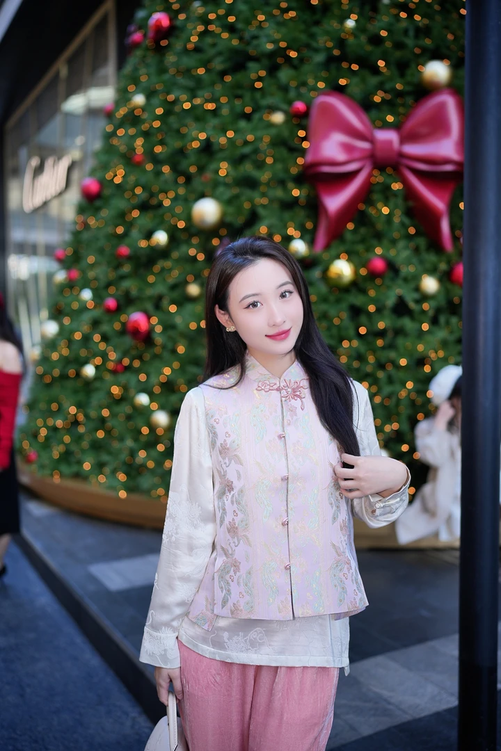 蓝大【浮生】桑蚕丝对襟马甲6724