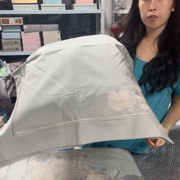 真丝长绒棉真丝灰色加大床盖