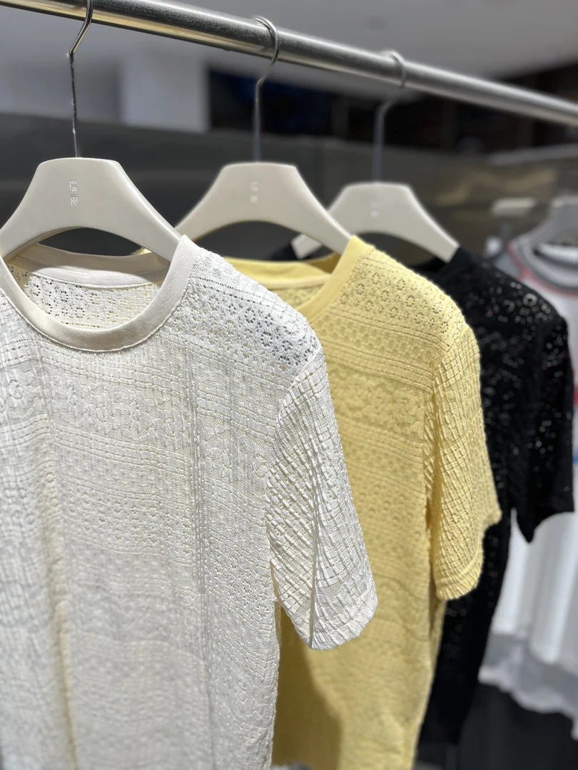 夏季时尚韩系洋气钩花镂空短袖宽松显瘦百搭上衣小衫【月如钩】