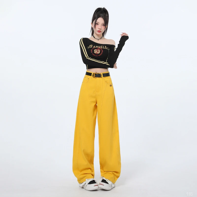 2025新款流行弯刀牛仔裤女春夏季显瘦休闲宽松高腰爆款香蕉阔腿裤