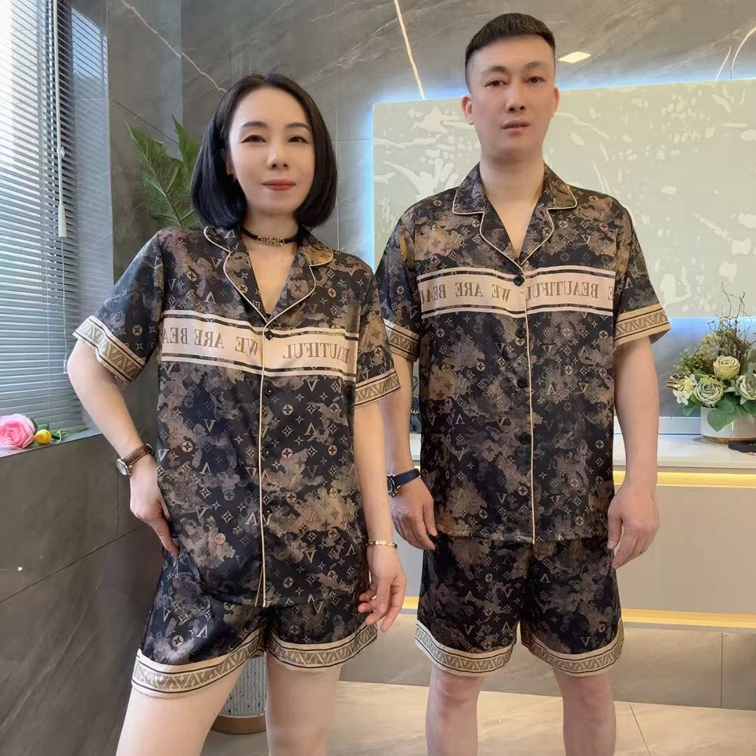 情侣款（小驴家）短袖长裤+短袖短裤冰丝睡衣家居服