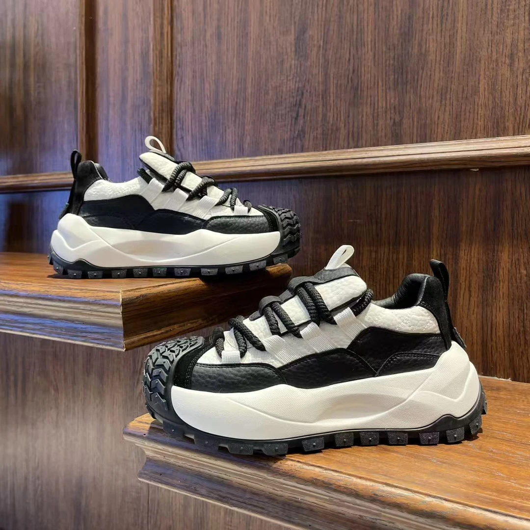 男鞋2025时尚拼色百搭厚底秋冬季休闲鞋低帮增高潮流小众男生鞋子