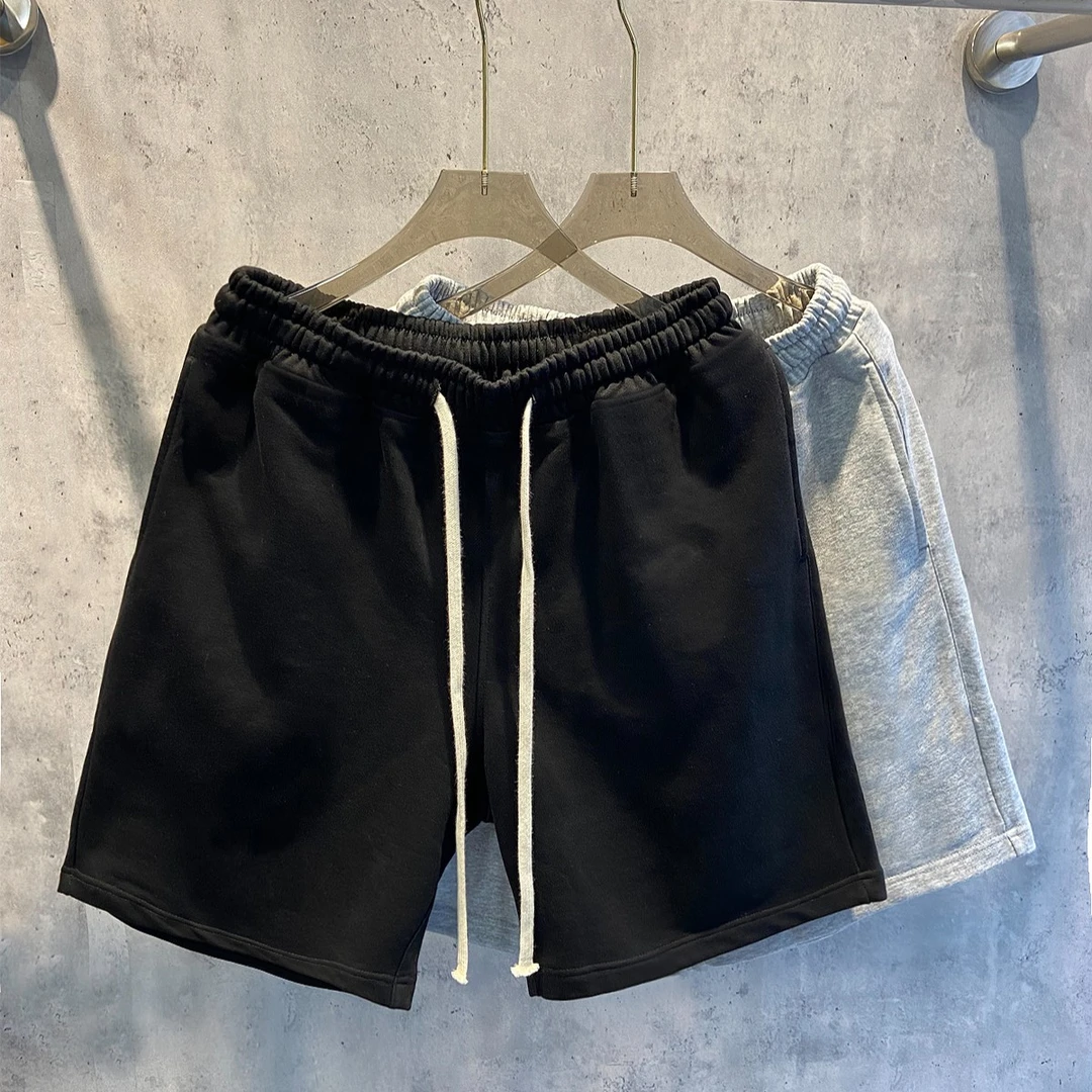 短裤男夏潮流宽松纯色百搭休闲运动五分裤大码简约ins港风4分中裤