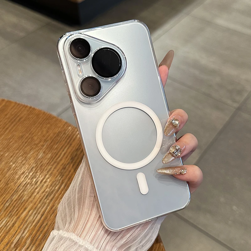 适用于华为pura70手机壳透明磁吸pura80Pro简约mate70防摔硬ultra