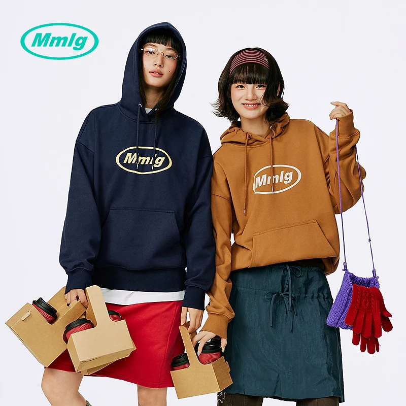 Mmlg连帽卫衣女版2025秋季新款经典印花logo韩系休闲上衣FQA060