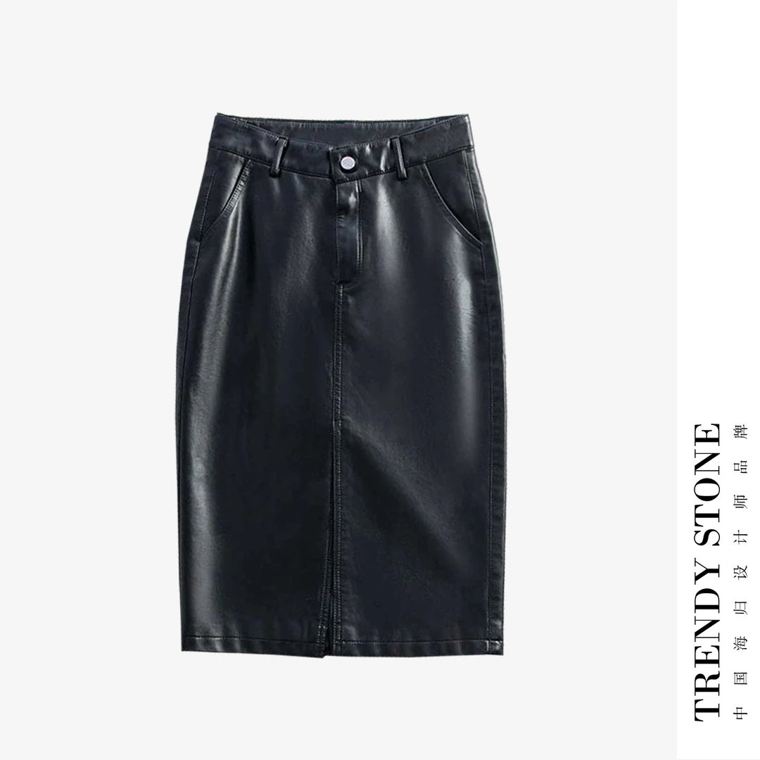 潮石新款气质高腰皮半裙TW725004D