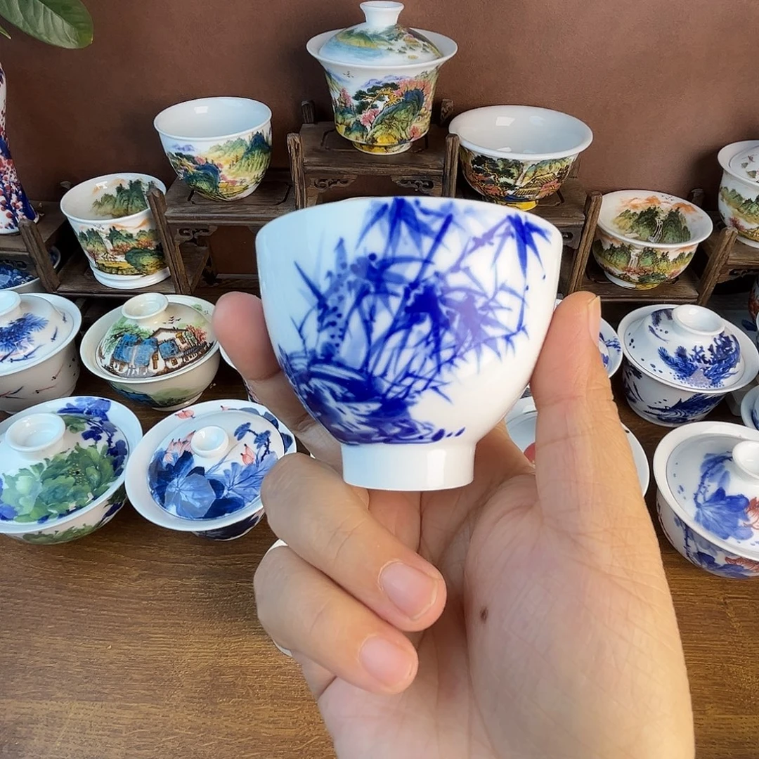 忠意堂釉下彩竹报平安微瑕不退