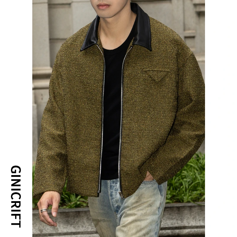 GeneCraft 2025秋冬新款「库兹同款」老钱风 545克重 皮拼夹克外套