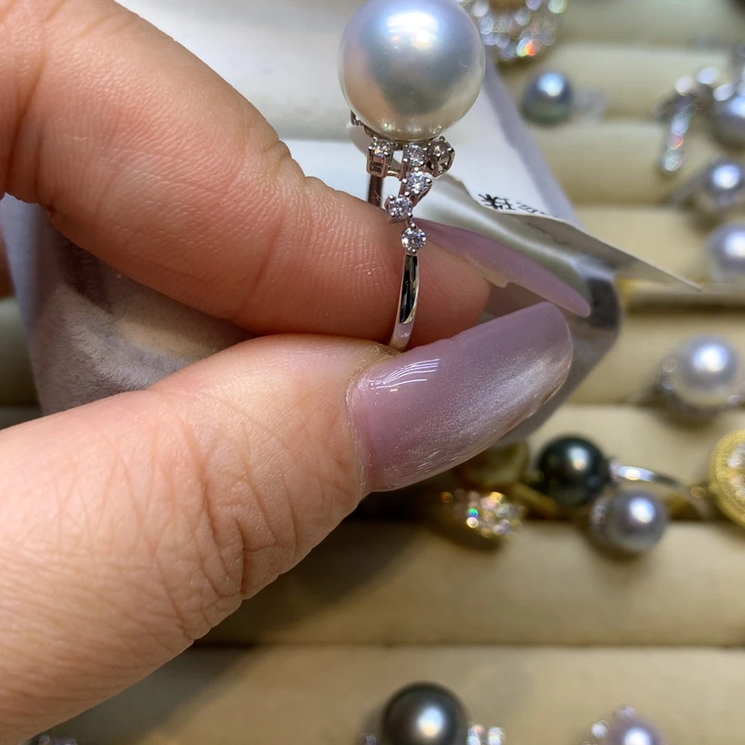 14K金镶嵌戒指海水珍珠