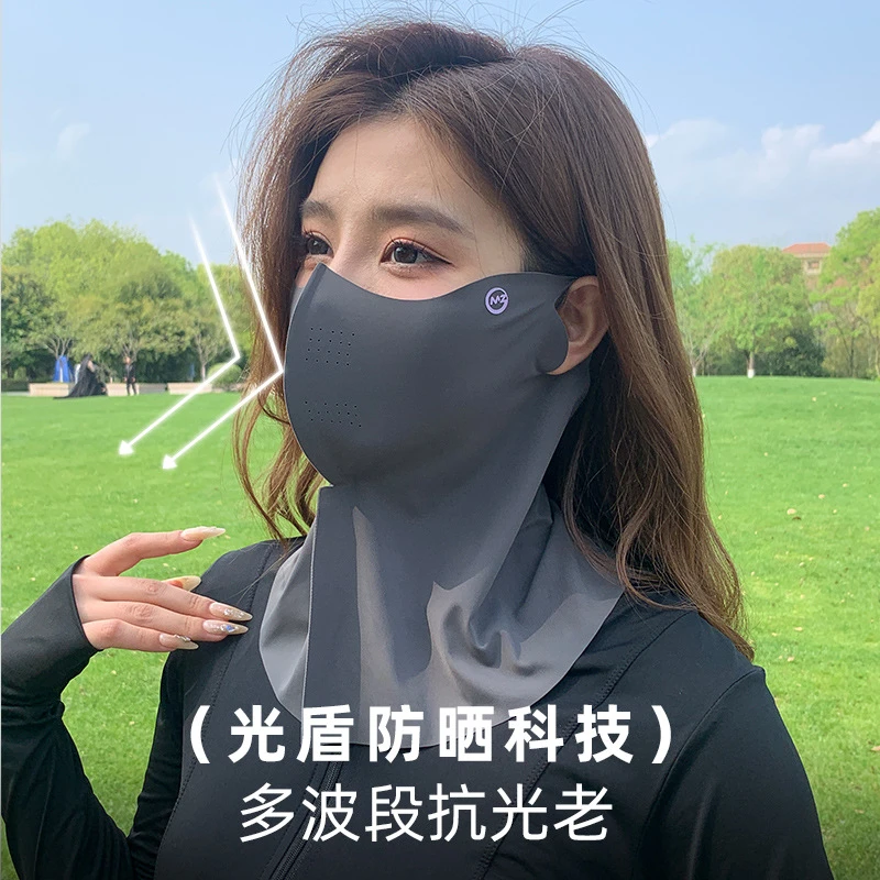 遮阳面罩女全脸颈体开车骑行脸基尼冰丝遮阳口罩夏季