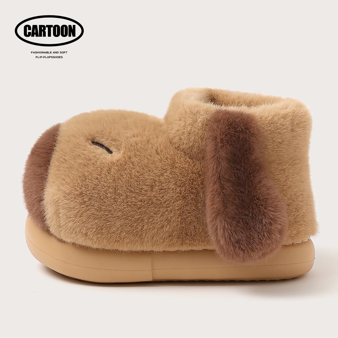 冬季包跟卡皮巴拉棉拖鞋女款2025新款室内家居家保暖防滑亲子棉鞋