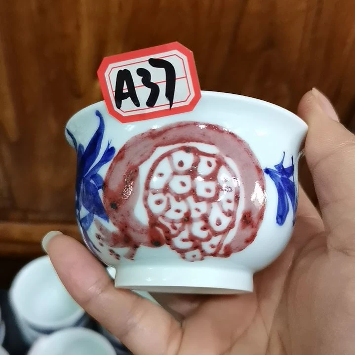 杯张学鸿老师青花釉里红微瑕