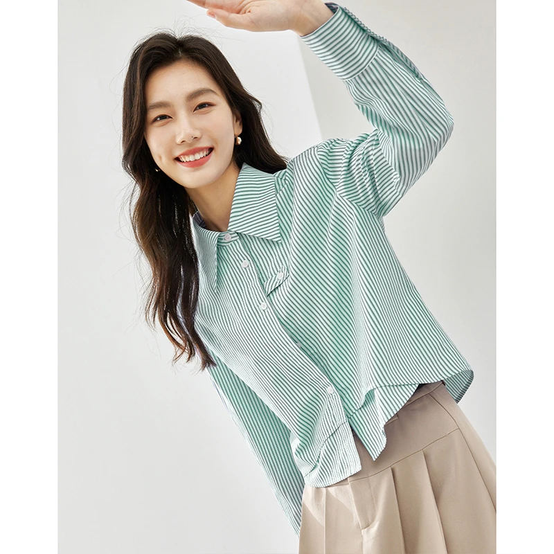 *梵希蔓气质通勤长袖衬衫女秋季新款假两件拼接衬衣别致上衣M2650