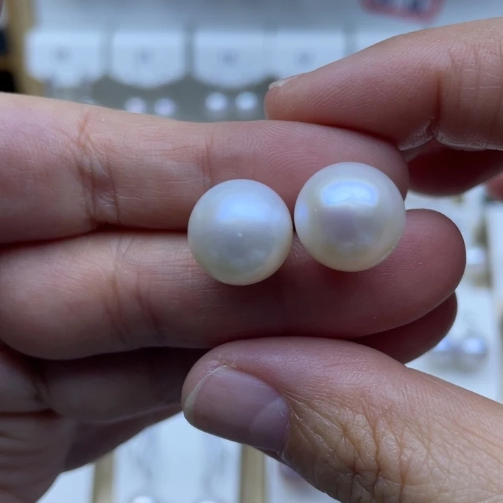 耳饰银S925镶嵌淡水珍珠