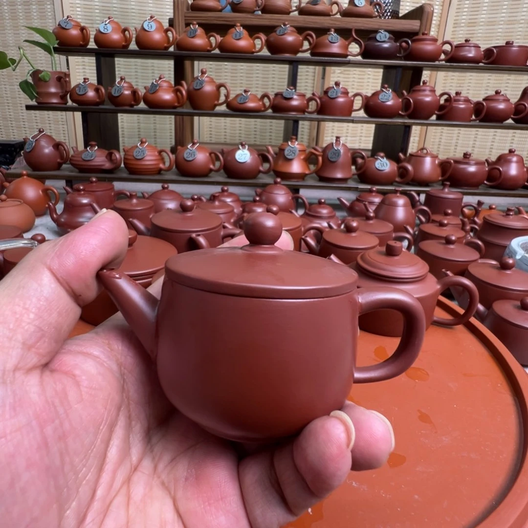 正***心茶壶紫砂潮州手拉朱泥壶，微瑕不退换