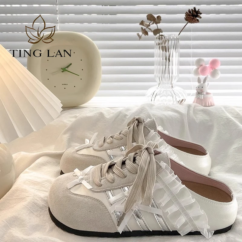 汀兰厚底网红爆款复古勃肯鞋子女2025新款春季外穿博肯包头半拖鞋