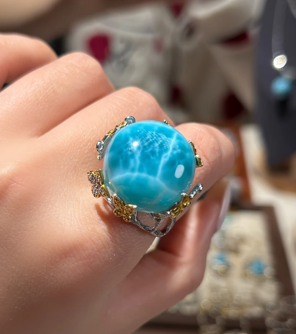 天然海纹石戒指时尚简约