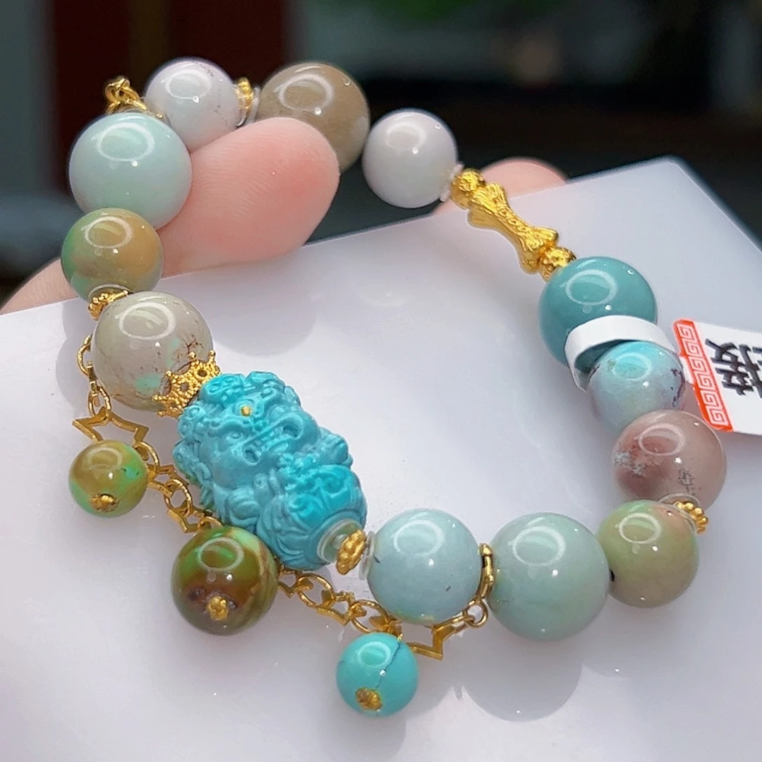 绿松石珠宝奇石18K金镶嵌