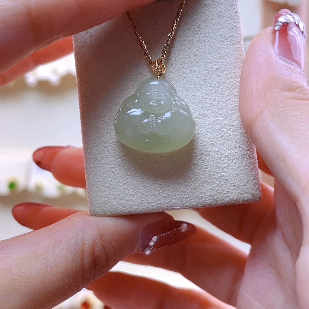 和田玉吊坠(赠链)18K金镶嵌c*