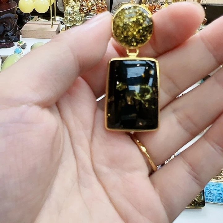 琥珀银S925镶嵌珠宝奇石