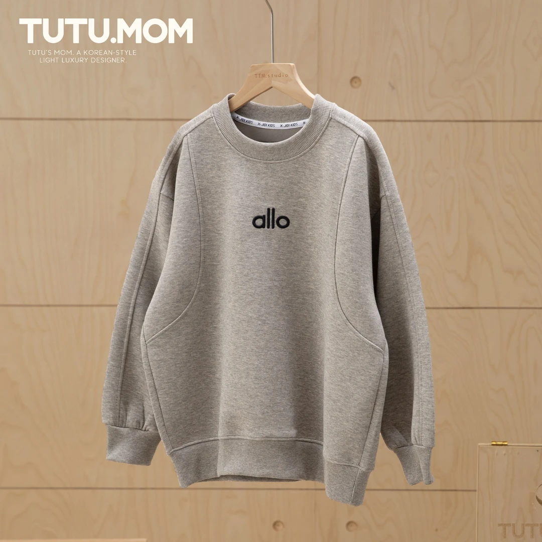 图图妈【极简风 字母卫衣】男童2025秋新款休闲宽松上衣中大童潮牌