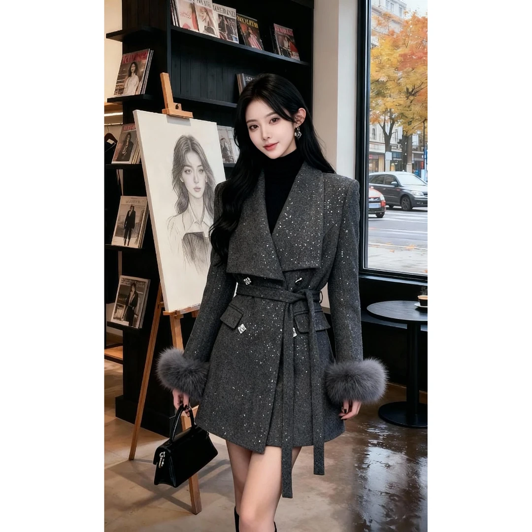 【加棉加厚】【有里布】2025冬季新款毛呢外套女装显瘦小个子QY0101