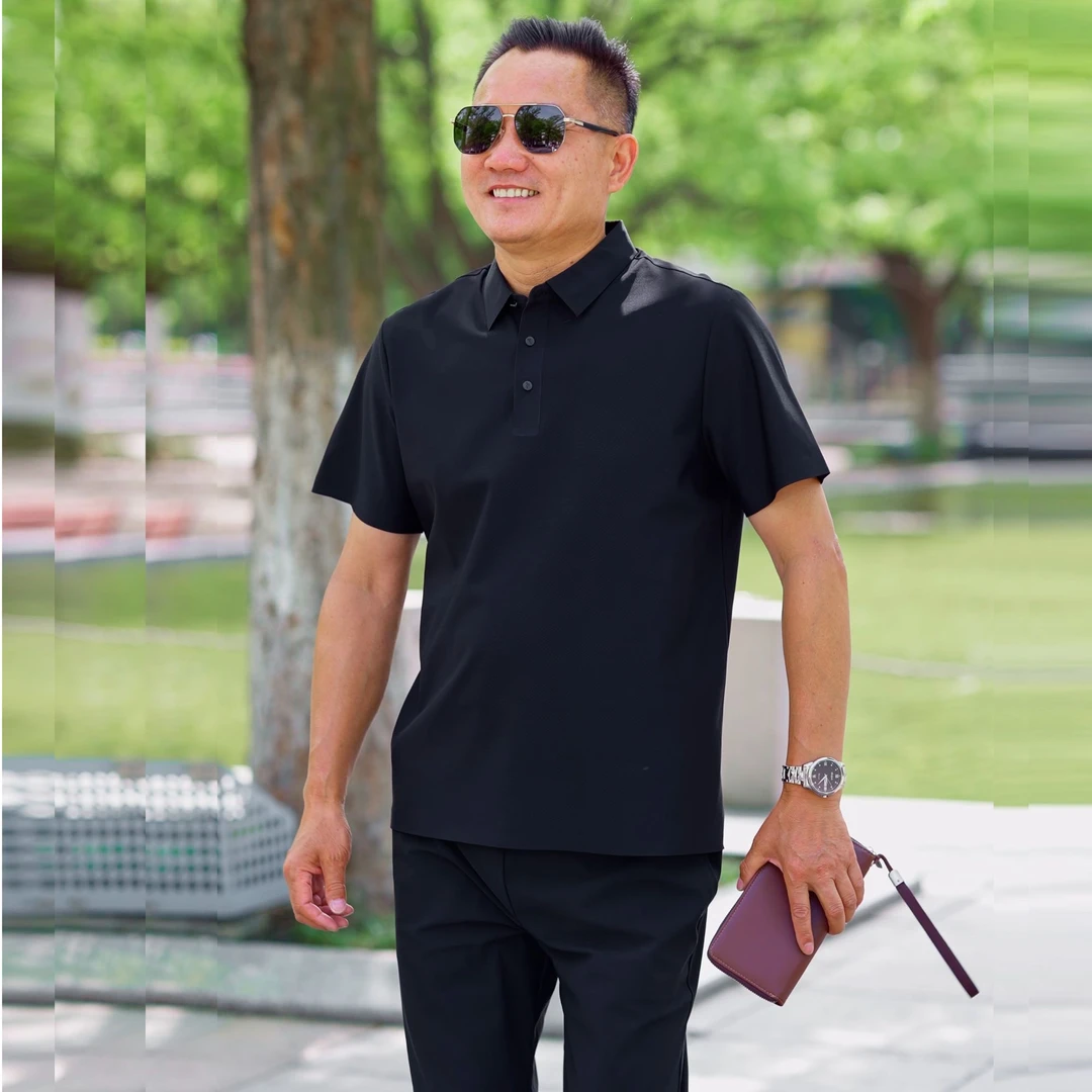 【冰丝套装-品牌】男士休闲短袖Polo衫男吸湿排汗冰丝裤父亲节礼物