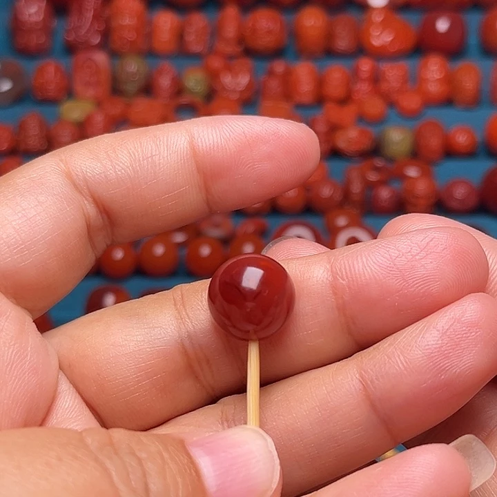 未镶嵌配饰南红玛瑙牛血火焰纹圆珠13mm