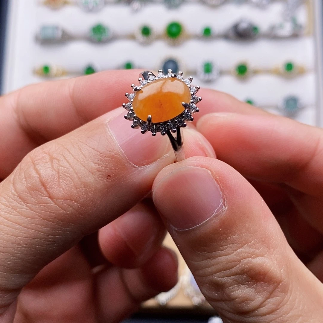 银S925镶嵌戒指翡翠戒指