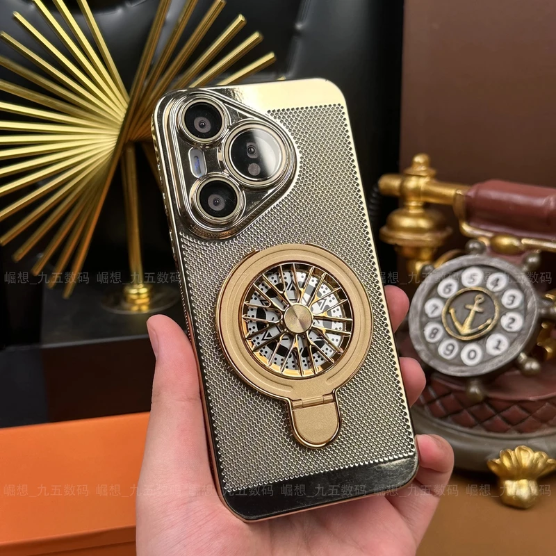 【五金支架+自带镜头膜】适用华为Pura70Ultra电镀散热防摔支架壳