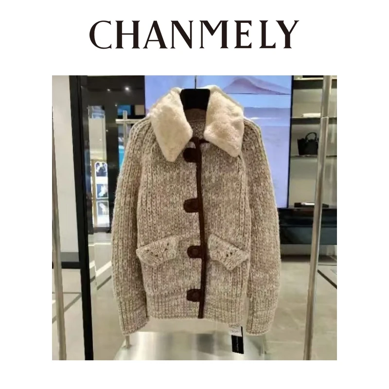 【CHANMITY】24/FW法式高级粗针织皮毛一体保暖时髦外套0241659