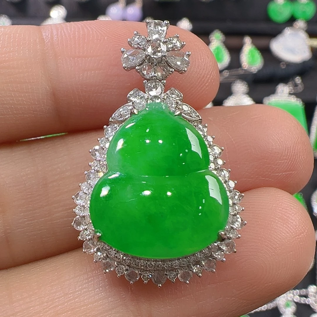 翡翠18K金镶嵌吊坠(不含链)