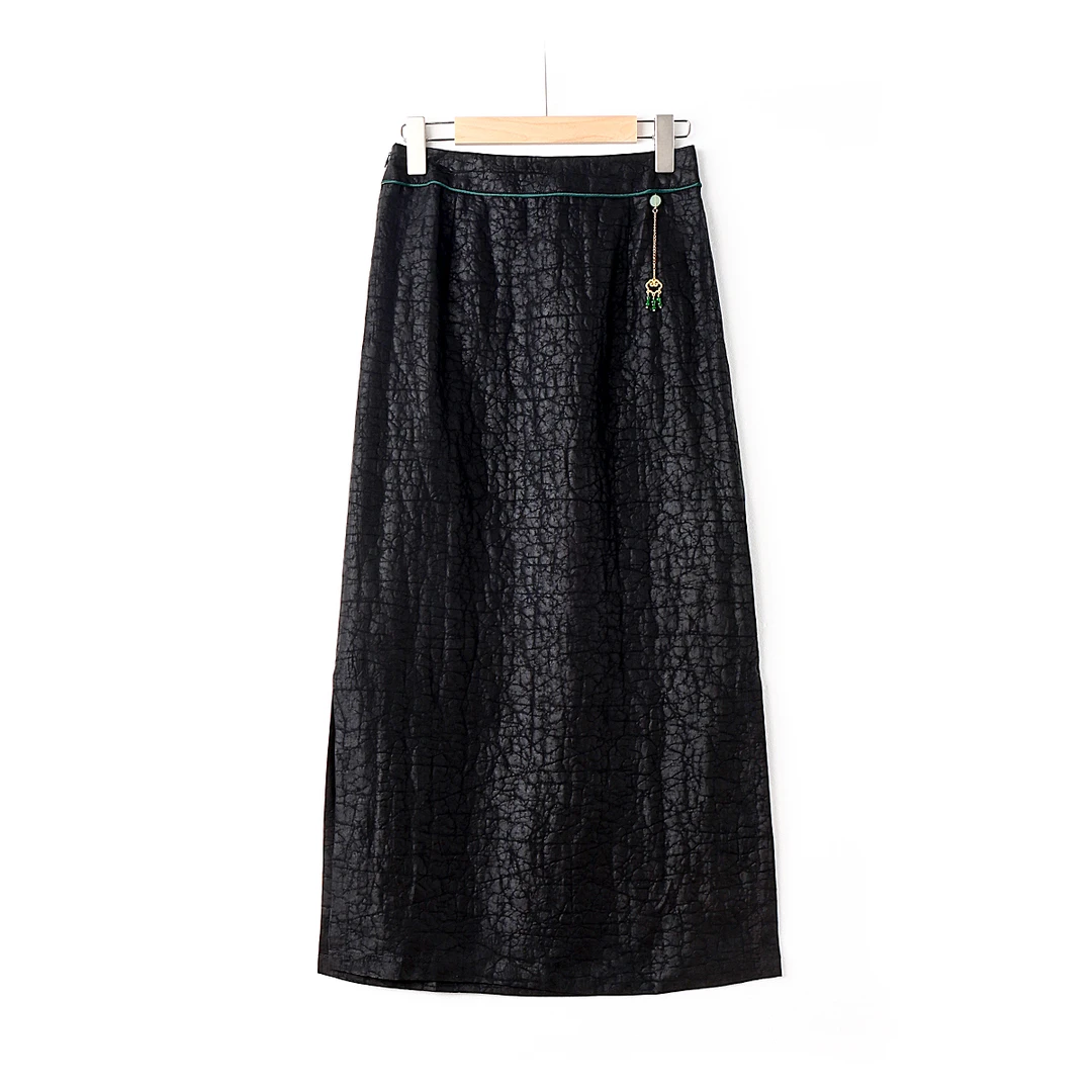 【澜亭絮絮】桑蚕丝香云纱龟纹老料国风半裙2A-193