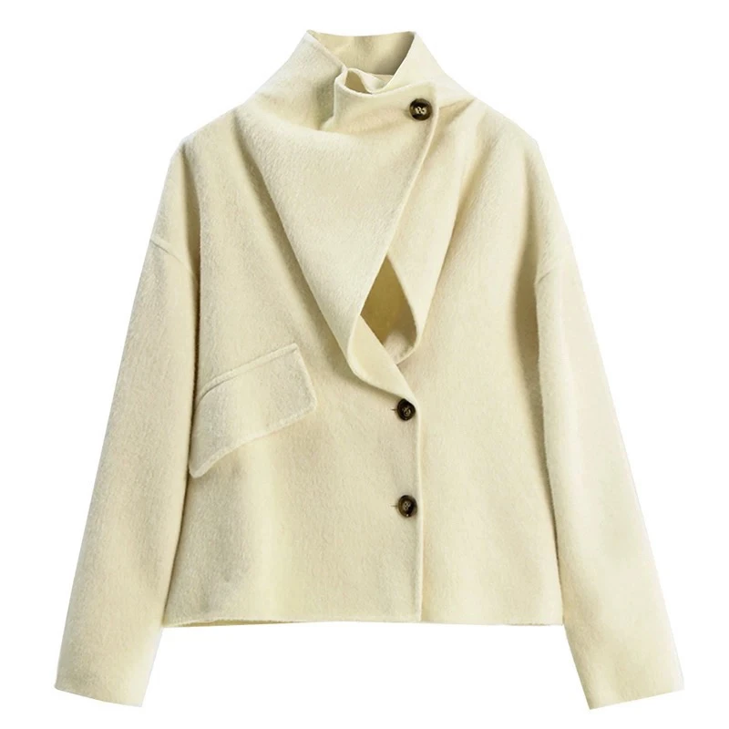 大牌风冬季新款双面绵呢子大衣女小个子韩系高级感慵懒风短款外套