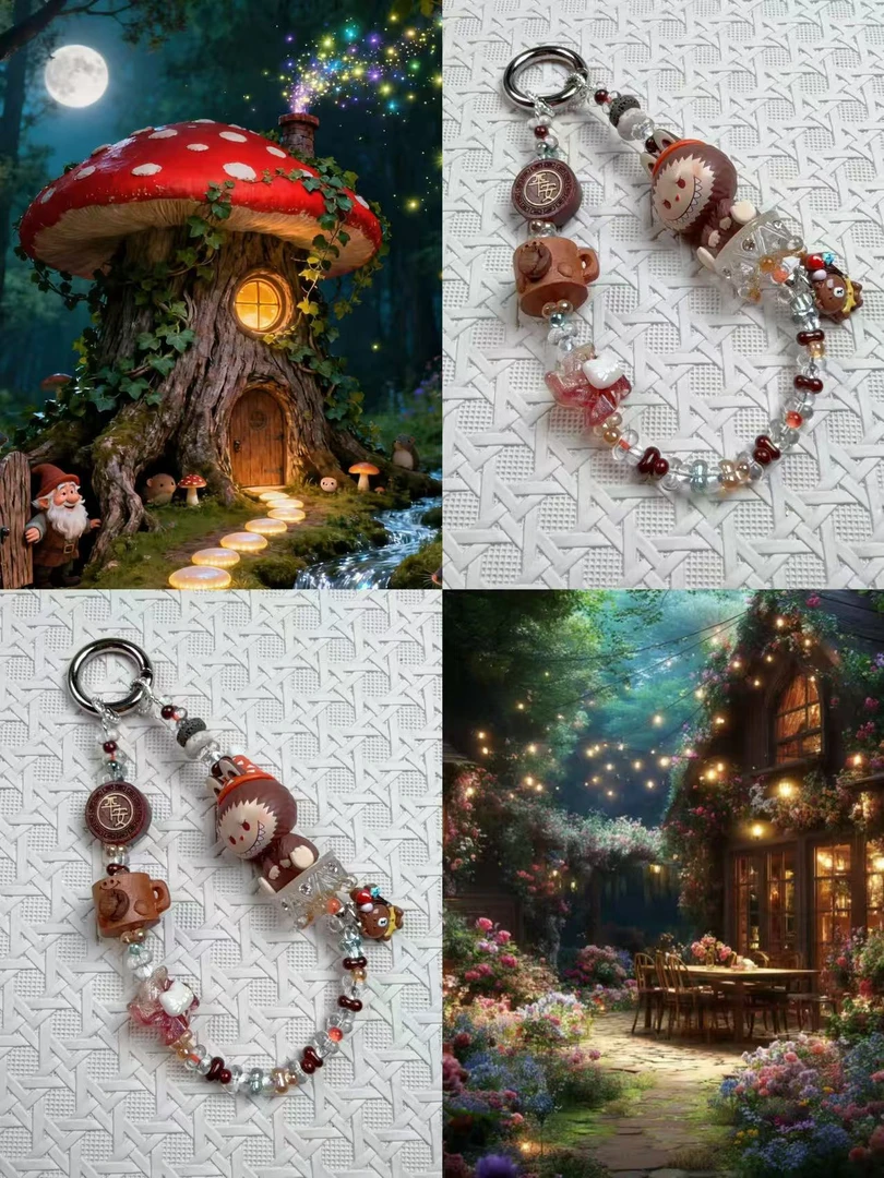 A141LALA原创进口米珠正版萌粒［森林］手机链