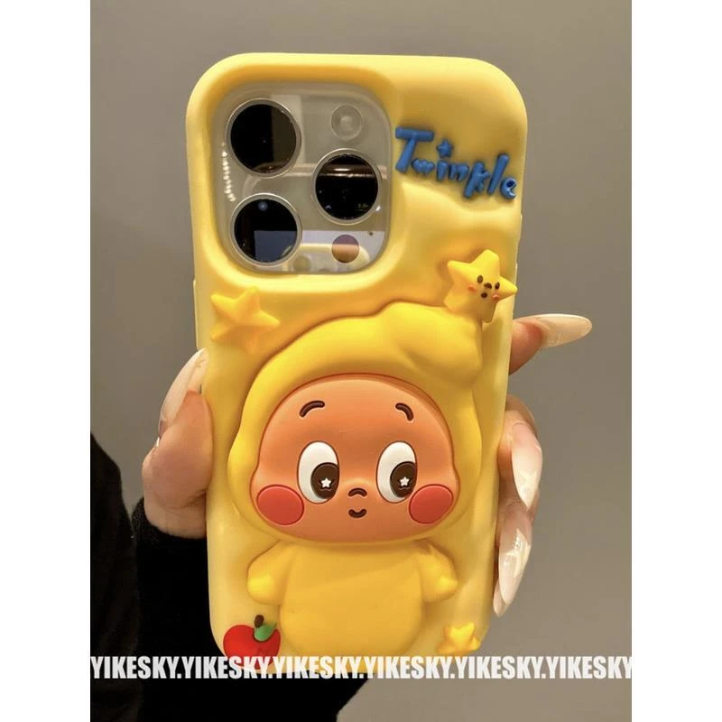 立体卡通脸红星星人苹果16promax手机壳iPhone15硅胶1413女14pro