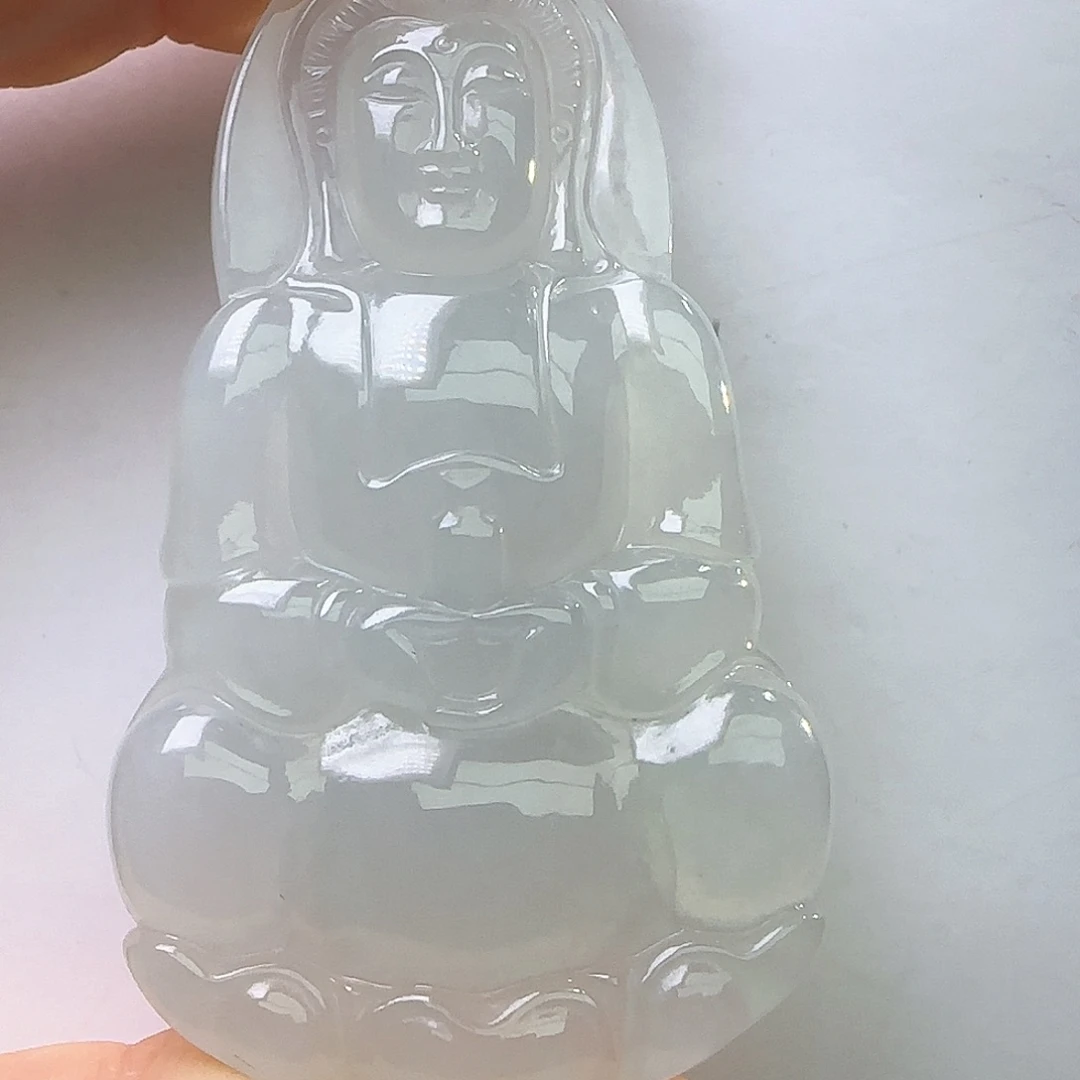翡翠裸石天然缅料A货 观音吊坠