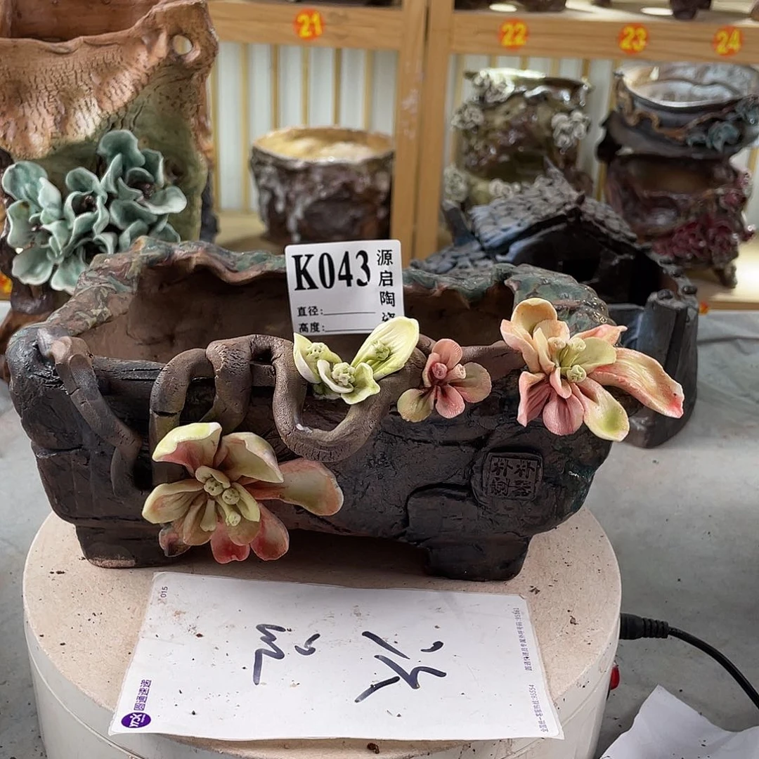 紫砂花盆景德镇陶瓷花盆043