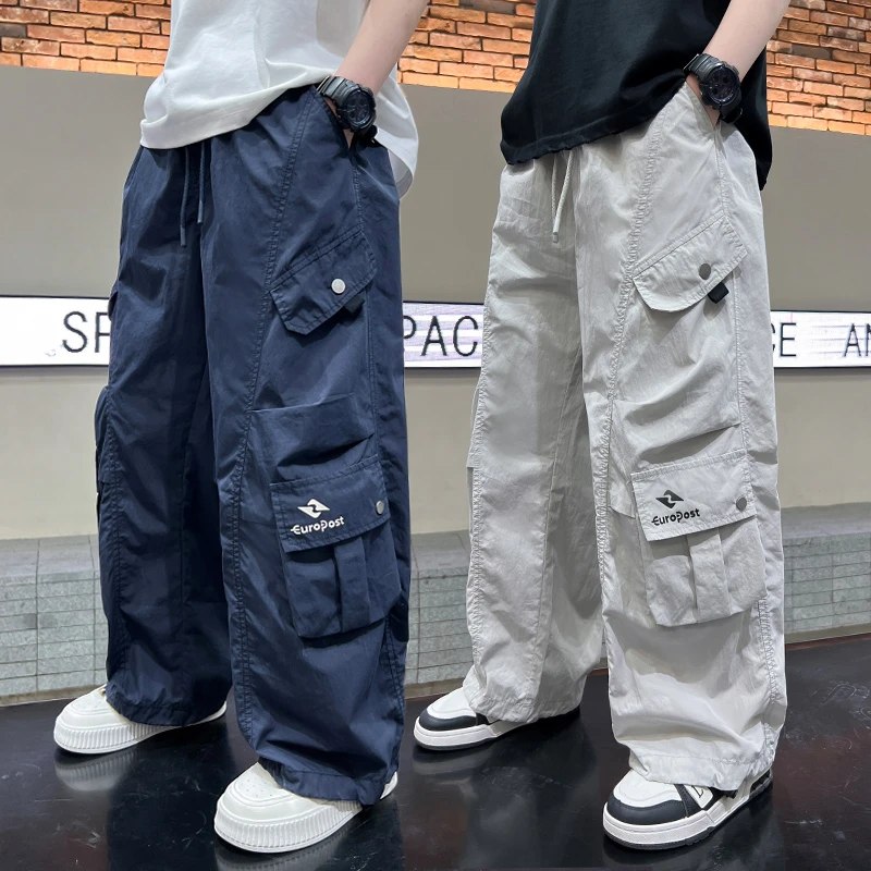 男童直筒裤子夏季薄款宽松2025中大童休闲韩版长裤儿童多口袋潮流