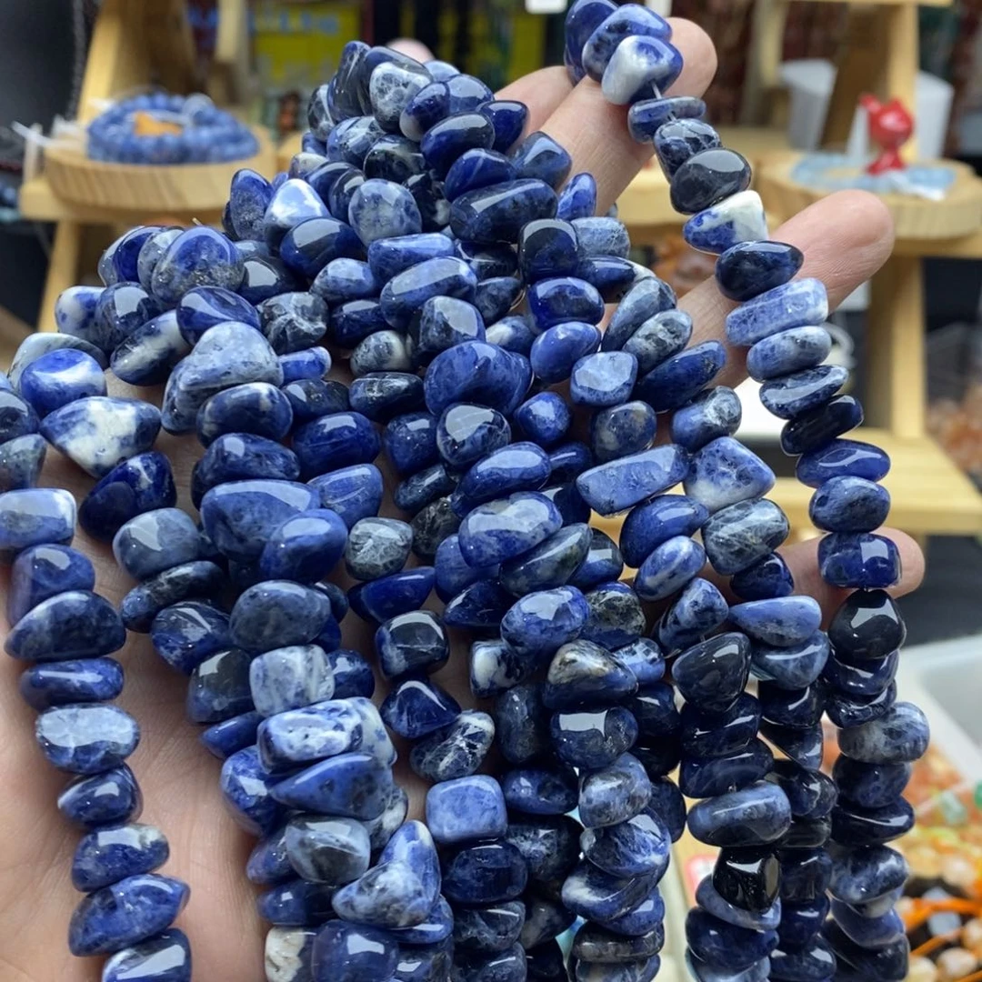 玛瑙/玉髓未镶嵌珠宝半成品一条天然10-14mm蓝纹石大随行