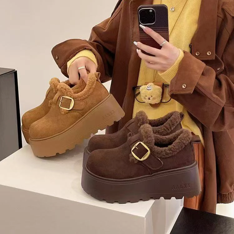 时尚百搭加绒羊羔毛增高7CM勃肯鞋8896-2